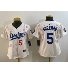 Youth Los Angeles Dodgers 5 Freddie Freeman Cream 2025 Tokyo Series Limited Stitched Baseball Jersey