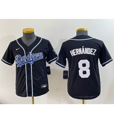 Youth Los Angeles Dodgers 8 Enrique Hernandez Black Stitched Baseball Jersey