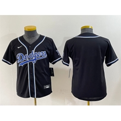 Youth Los Angeles Dodgers Blank Black Stitched Baseball Jersey 2