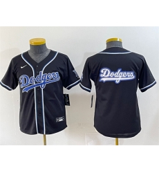 Youth Los Angeles Dodgers Team Big Logo Black Stitched Baseball Jersey 2 Youth Los Angeles Dodgers Team Big Logo Black Stitched Baseball Jersey 2