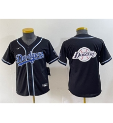 Youth Los Angeles Dodgers Team Big Logo Black Stitched Baseball Jersey 7