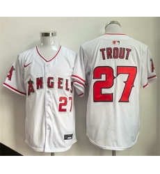Men Los Angeles Angels 27 Mike Trout White 2024 Home Limited Stitched Baseball Jersey Men Los Angeles Angels 27 Mike Trout White 2024 Home Limited Stitched Baseball Jersey