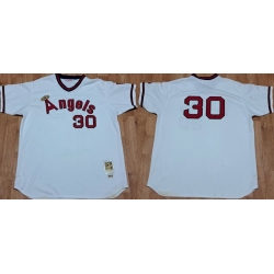 Men Los Angeles Angels Nolan Ryan #30 Mitchell Ness Home White Stitched Jersey