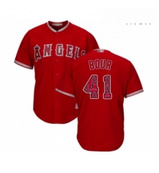 Mens Los Angeles Angels of Anaheim 41 Justin Bour Authentic Red Team Logo Fashion Cool Base Baseball Jersey 