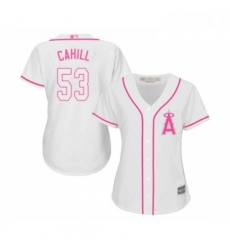 Womens Los Angeles Angels of Anaheim 53 Trevor Cahill Replica White Fashion Cool Base Baseball Jersey 