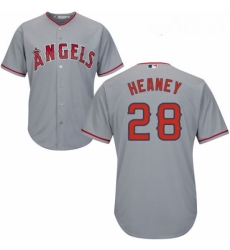 Youth Majestic Los Angeles Angels of Anaheim 28 Andrew Heaney Authentic Grey Road Cool Base MLB Jersey