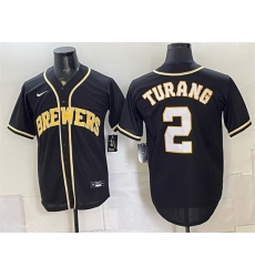 Men Milwaukee Brewers 2 Brice Turang 2026 Fashion Replica Black Out Stitched Baseball Jersey Men Milwaukee Brewers 2 Brice Turang 2026 Fashion Replica Black Out Stitched Baseball Jersey