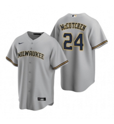 Men Milwaukee Brewers 24 Andrew McCutchen Grey Cool Base Stitched Jerse Men Milwaukee Brewers 24 Andrew McCutchen Grey Cool Base Stitched Jerse