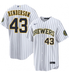 Men Milwaukee Brewers 43 LOGAN Henderson White Strips Stitched Baseball Jersey
