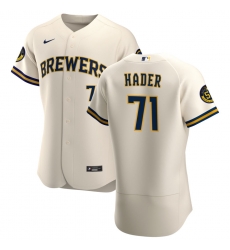 Men Milwaukee Brewers 71 Josh Hader Men Nike Cream Home 2020 Flex Base Player MLB Jersey