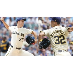 Men Milwaukee Brewers Brewers Misiorowski #32 Cream Color Stitched MLB jersey