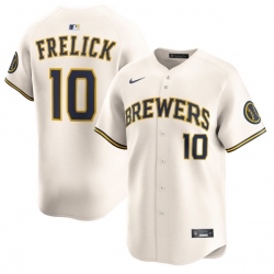 Men Milwaukee Brewers Sal Frelick #10 Nike Cream Home Limited Stitched Jersey
