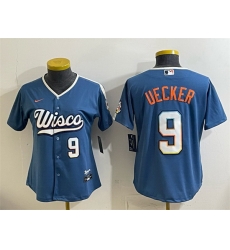 Women Milwaukee Brewers  9 Bob Uecker Mineral Blue 2026 City Connect Stadium Stitched Baseball Jersey