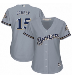 Womens Majestic Milwaukee Brewers 15 Cecil Cooper Authentic Grey Road Cool Base MLB Jersey 