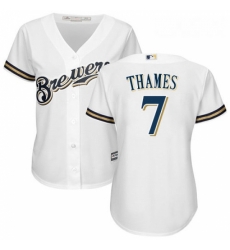 Womens Majestic Milwaukee Brewers 7 Eric Thames Authentic White Home Cool Base MLB Jersey