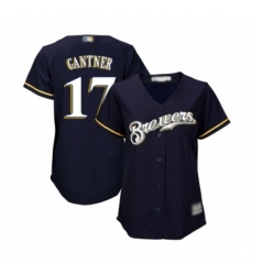 Womens Milwaukee Brewers 17 Jim Gantner Replica Navy Blue Alternate Cool Base Baseball Jersey 