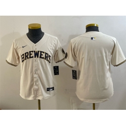 Youth Milwaukee Brewers Blank Cream Limited Stitched Jersey