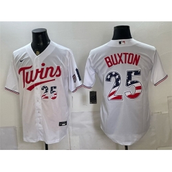 Men Minnesota Twins  25 Byron Buxton White 2026 USA 250 Fourth of July Stitched Baseball Jersey
