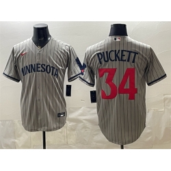 Men Minnesota Twins  34 Kirby Puckett Grey Cool Base Stitched Baseball Jersey