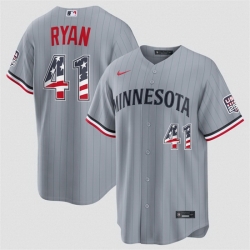 Men Minnesota Twins  41 Joe Ryan Grey 2026 USA 250 Fourth of July Stitched Baseball Jerseys