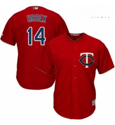 Mens Majestic Minnesota Twins 14 Kent Hrbek Replica Scarlet Alternate Cool Base MLB Jersey