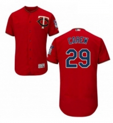 Mens Majestic Minnesota Twins 29 Rod Carew Authentic Scarlet Alternate Flex Base Authentic Collection MLB Jersey