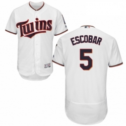 Mens Majestic Minnesota Twins 5 Eduardo Escobar White Home Flex Base Authentic Collection MLB Jersey