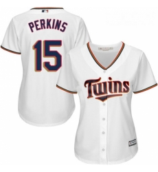 Womens Majestic Minnesota Twins 15 Glen Perkins Authentic White Home Cool Base MLB Jersey