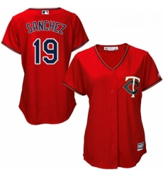 Womens Majestic Minnesota Twins 19 Anibal Sanchez Replica Scarlet Alternate Cool Base MLB Jersey 