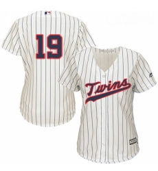 Womens Majestic Minnesota Twins 19 Kennys Vargas Replica Cream Alternate Cool Base MLB Jersey