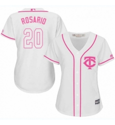 Womens Majestic Minnesota Twins 20 Eddie Rosario Authentic White Fashion Cool Base MLB Jersey 