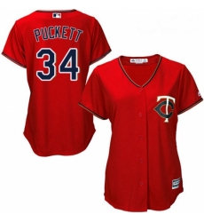 Womens Majestic Minnesota Twins 34 Kirby Puckett Authentic Scarlet Alternate Cool Base MLB Jersey