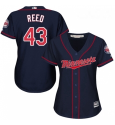 Womens Majestic Minnesota Twins 43 Addison Reed Authentic Navy Blue Alternate Road Cool Base MLB Jersey 