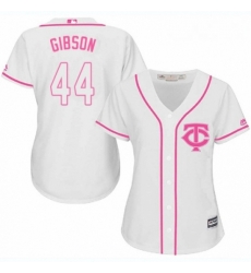 Womens Majestic Minnesota Twins 44 Kyle Gibson Authentic White Fashion Cool Base MLB Jersey 