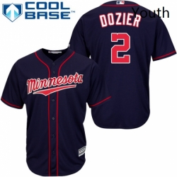 Youth Majestic Minnesota Twins 2 Brian Dozier Replica Navy Blue Alternate Road Cool Base MLB Jersey