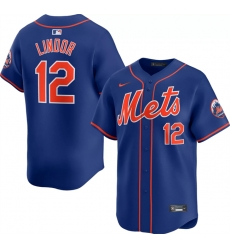 Men New York Mets 12 Francisco Lindor Royal 2024 Alternate Limited Stitched Baseball Jersey