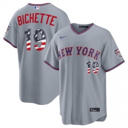 Men New York Mets  19 Bo Bichette Grey USA 250 Fourth of July Home Stitched Baseball Jersey
