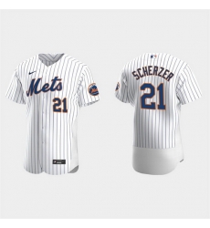 Men New York Mets 21 Max Scherzer White Flex Base Stitched jersey