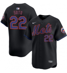 Men New York Mets 22 Juan Soto Black 2024 Alternate Limited Stitched Baseball Jersey