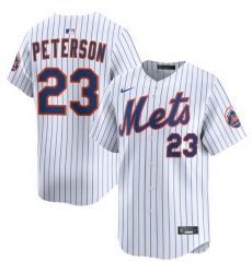 Men New York Mets 23 David Peterson White 2025 Home Limited Stitched Baseball Jersey Men New York Mets 23 David Peterson White 2025 Home Limited Stitched Baseball Jersey