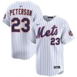 Men New York Mets 23 David Peterson White 2025 Home Limited Stitched Baseball Jersey