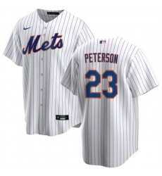 Men New York Mets 23 David Peterson White Cool Base Stitched Baseball Jersey Men New York Mets 23 David Peterson White Cool Base Stitched Baseball Jersey