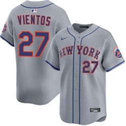 Men New York Mets 27 Mark Vientos Grey Road Limited Stitched Baseball Jersey