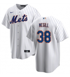 Men New York Mets 38 Tylor Megill White Cool Base Stitched Baseball Jersey Men New York Mets 38 Tylor Megill White Cool Base Stitched Baseball Jersey