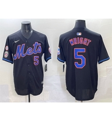 Men New York Mets 5 David Wright Black With Patch Limited Stitched Baseball Jersey Men New York Mets 5 David Wright Black With Patch Limited Stitched Baseball Jersey