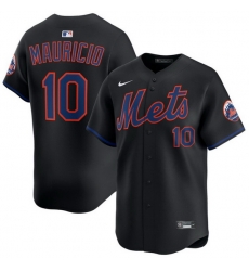 Men New York Mets Ronny Mauricio 10 Black Stitched Flex Base Jersey Men New York Mets Ronny Mauricio 10 Black Stitched Flex Base Jersey