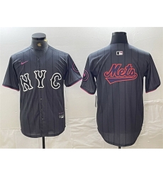 Men New York Mets Team Big Logo Graphite 2024 City Connect Limited Stitched Baseball Jerseys 1