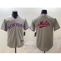 Men New York Mets Team Big Logo Grey 2025 Limited Stitched Baseball Jersey 1