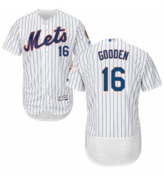 Mens Majestic New York Mets 16 Dwight Gooden White Home Flex Base Authentic Collection MLB Jersey