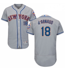 Mens Majestic New York Mets 18 Travis dArnaud Grey Flexbase Authentic Collection MLB Jersey